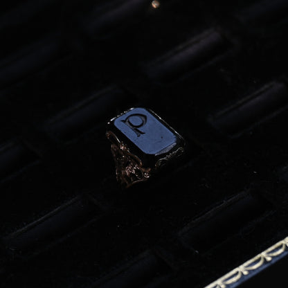Initial Silver Ring "onyx P" ｛RM-00309｝