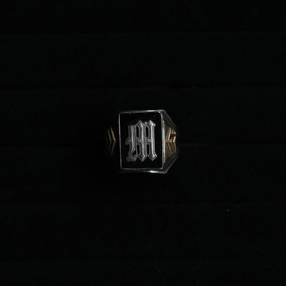 Vintage Gold×Silver signet Ring "M" ｛RM-00317｝