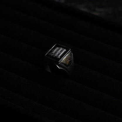 Vintage Gold×Silver signet Ring "M" ｛RM-00317｝