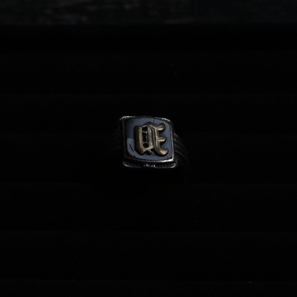 Vintage Gold Black Onyx Signet Ring ｛RM-00318｝