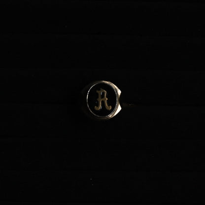 Vintage Onyx Signet Ring " Initial A "  ｛RM-00319｝