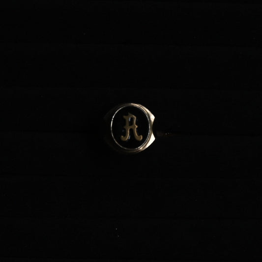 Vintage Onyx Signet Ring " Initial A "  ｛RM-00319｝