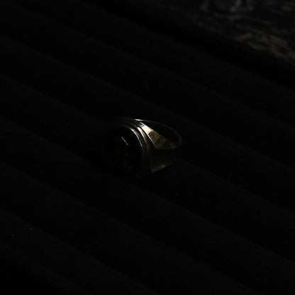 Vintage Onyx Signet Ring " Initial A "  ｛RM-00319｝