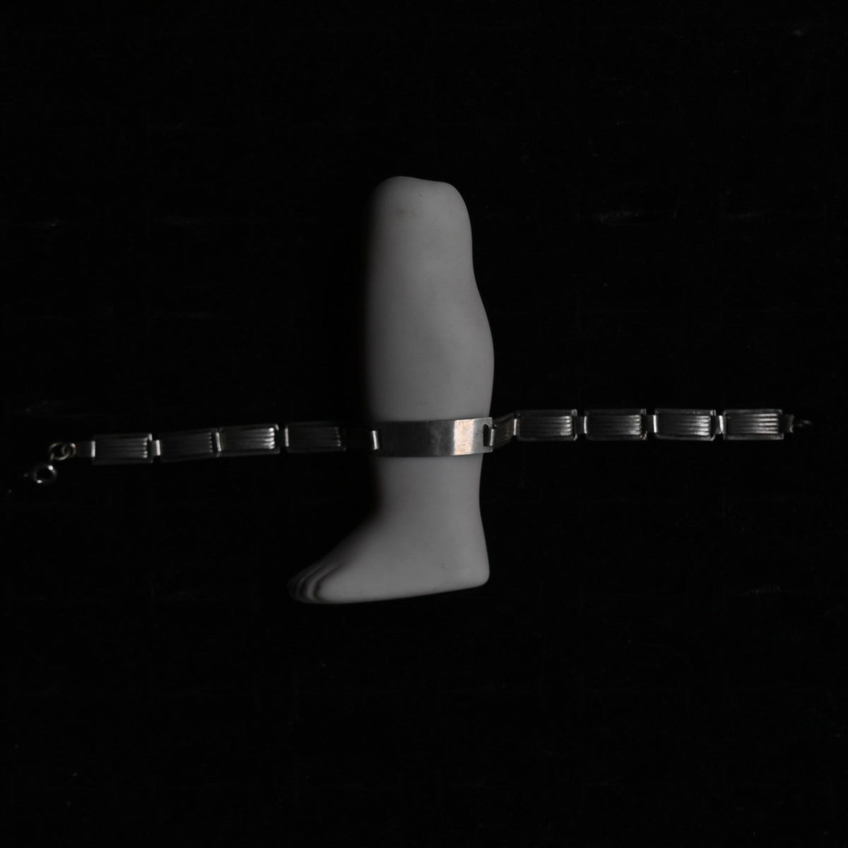Vintage Silver Stripe Link Bracelet｛RM-00217｝
