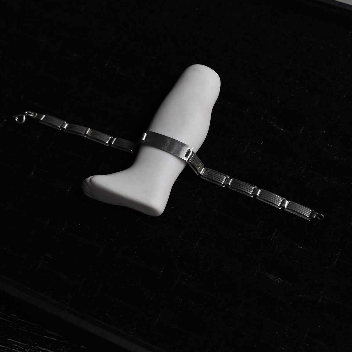 Vintage Silver Stripe Link Bracelet｛RM-00217｝
