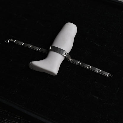 Vintage Silver Stripe Link Bracelet｛RM-00217｝