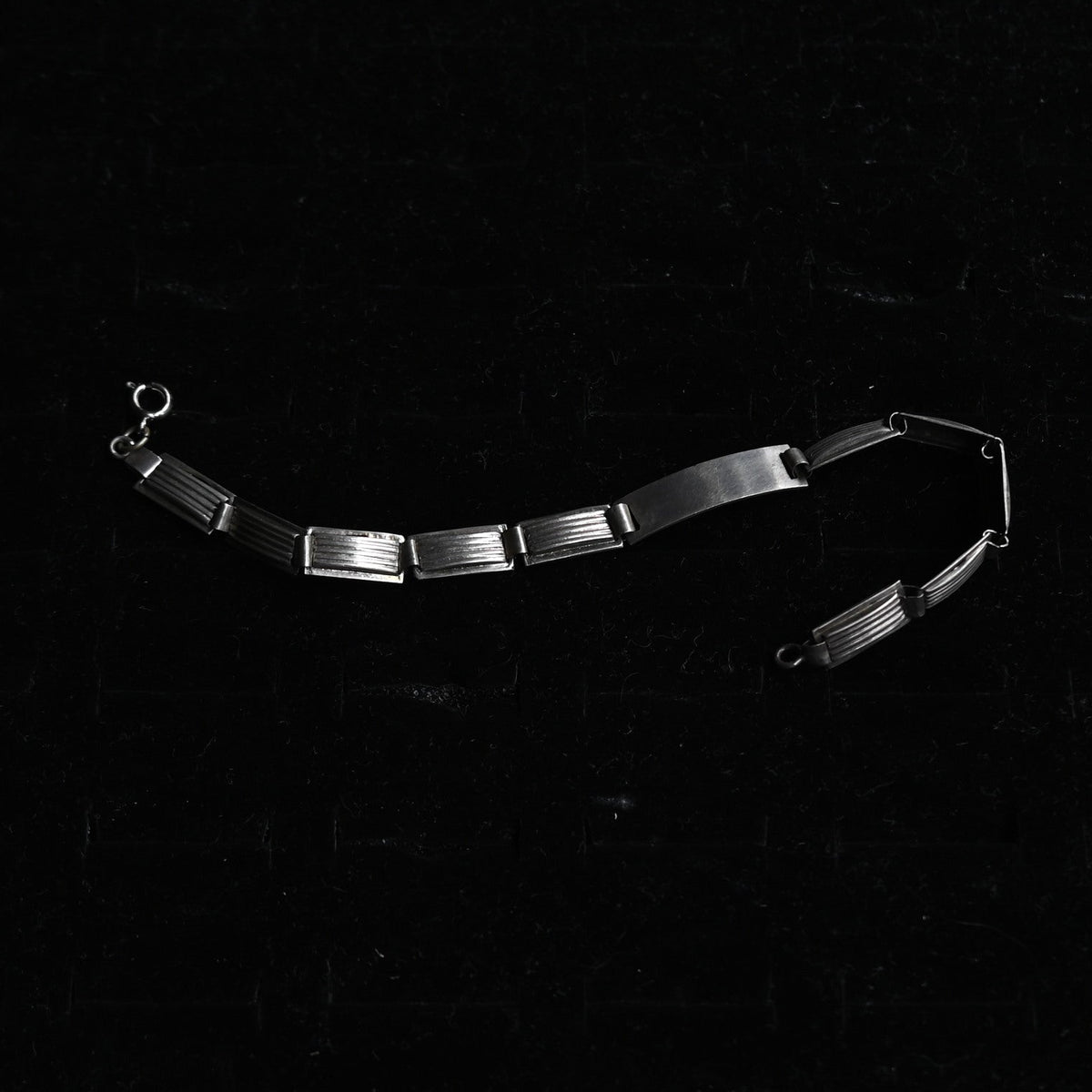 Vintage Silver Stripe Link Bracelet｛RM-00217｝