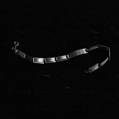 Vintage Silver Stripe Link Bracelet｛RM-00217｝