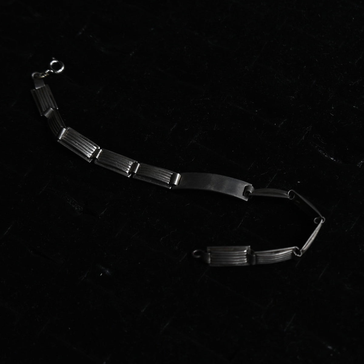Vintage Silver Stripe Link Bracelet｛RM-00217｝