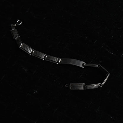 Vintage Silver Stripe Link Bracelet｛RM-00217｝