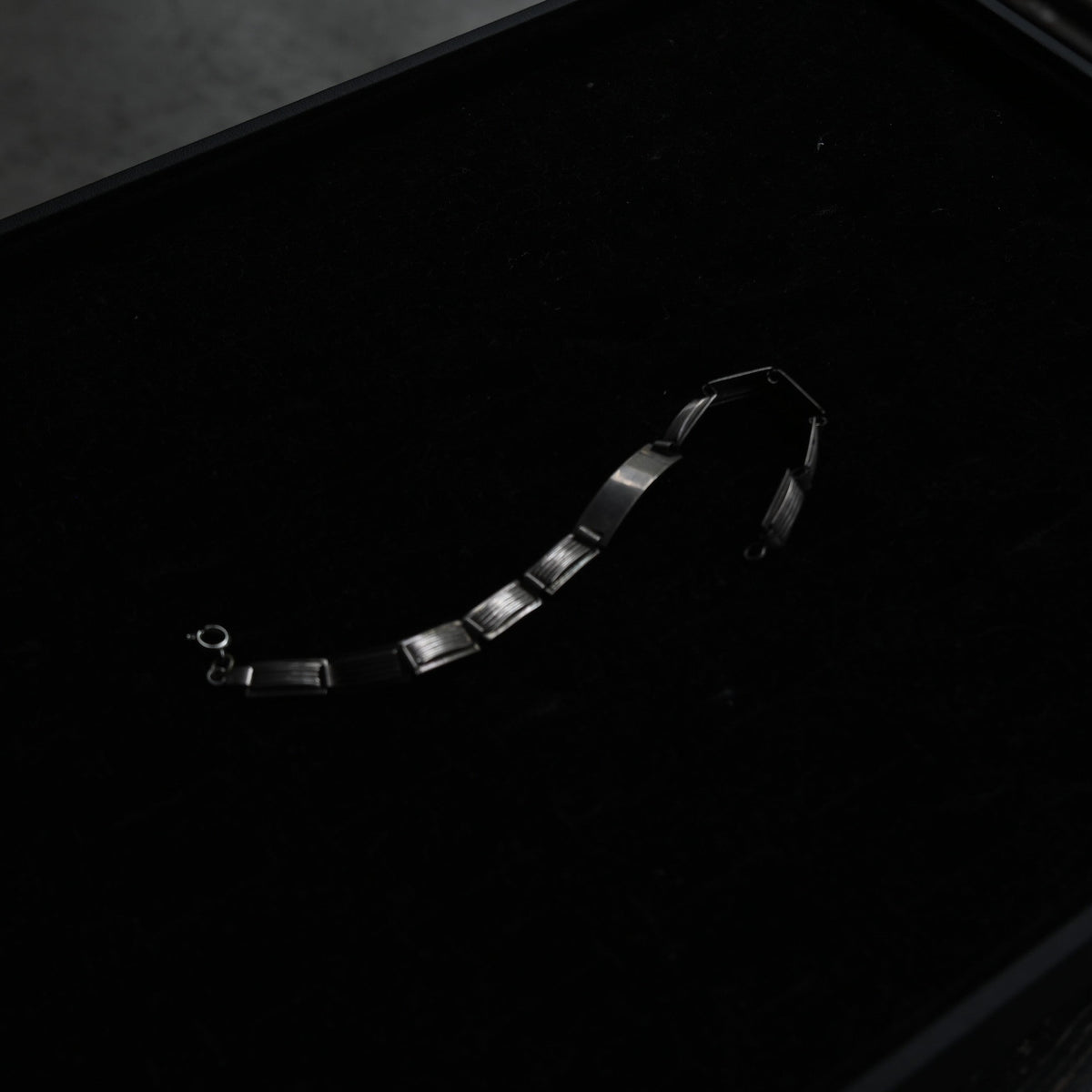 Vintage Silver Stripe Link Bracelet｛RM-00217｝