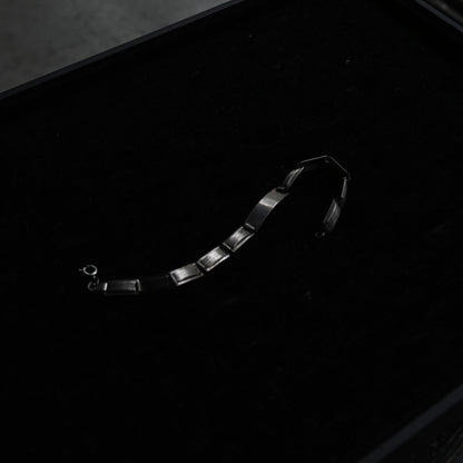 Vintage Silver Stripe Link Bracelet｛RM-00217｝