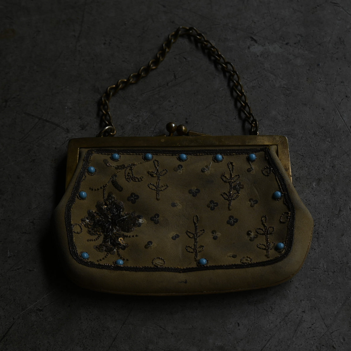 Antique bead embroidery evening purse ｛RB-01206｝