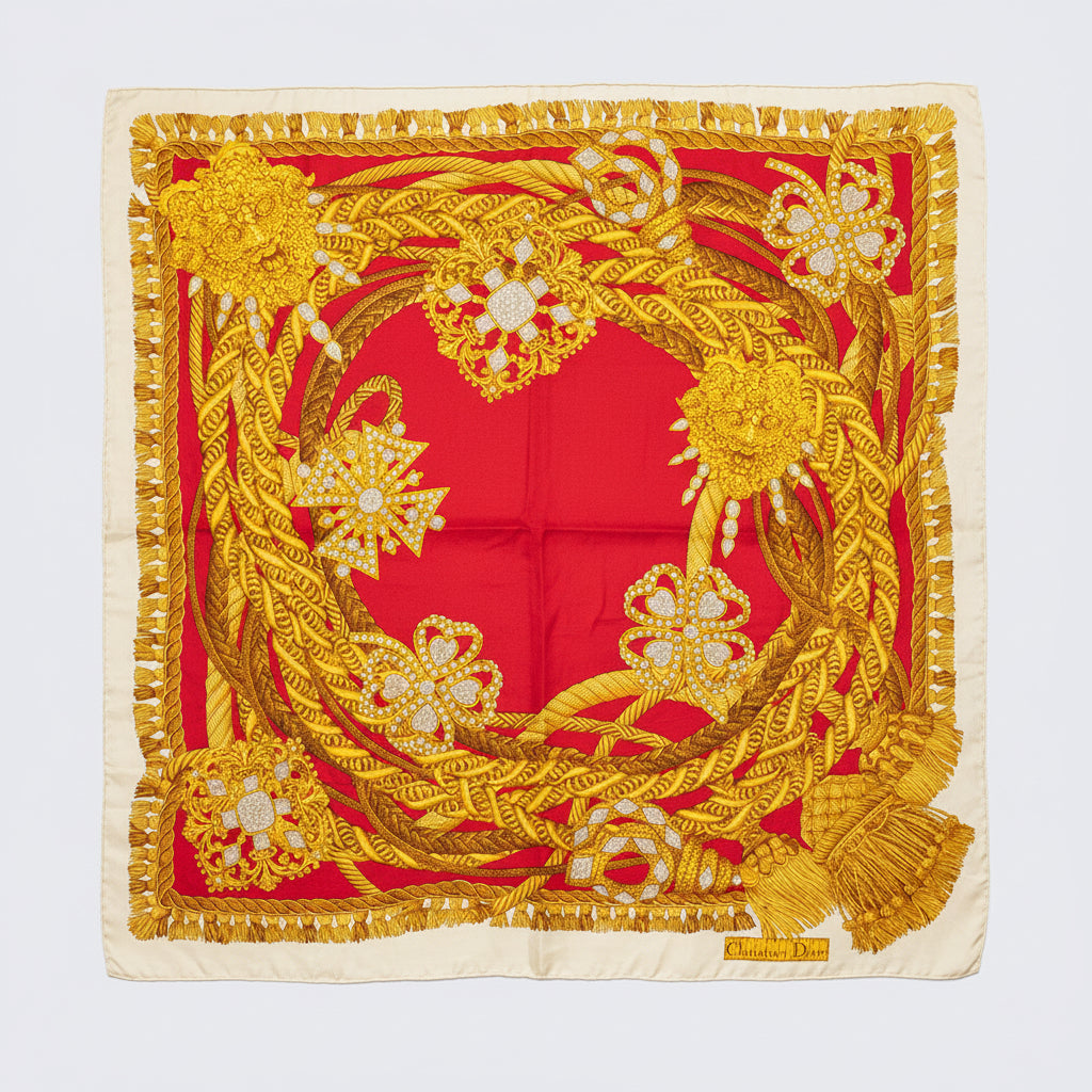 Christian Dior / Red & Gold Scarf｛F-00842｝