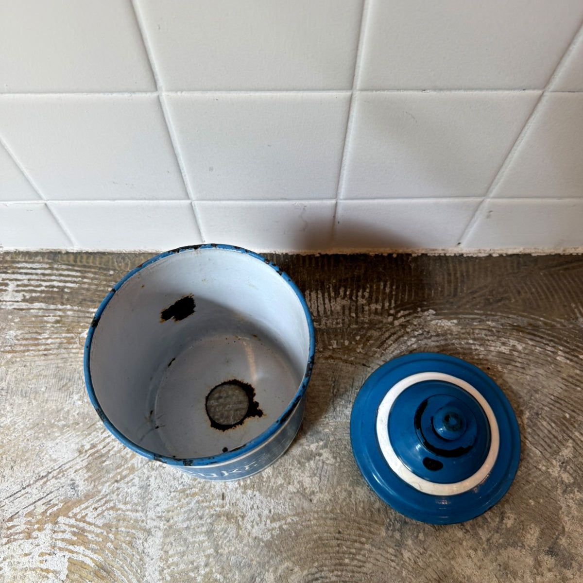 Vintage Canister Planter｛F-009017｝ビンテージホーロー, ビンテージ