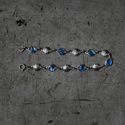 Vintage Blue Rose Link Bracelet {R-00920｝