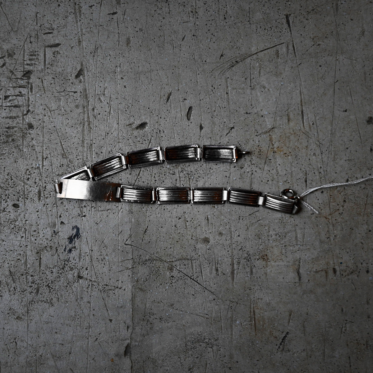 Vintage Silver Stripe Link Bracelet {R-00922}