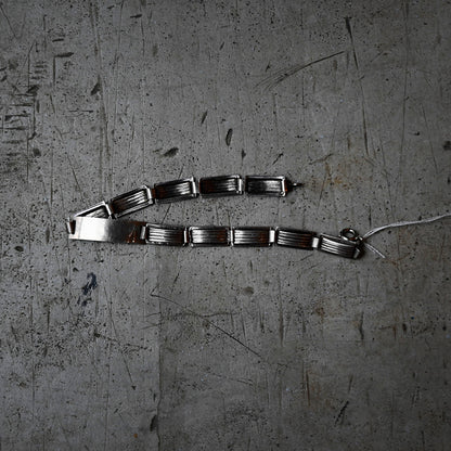 Vintage Silver Stripe Link Bracelet {R-00922}