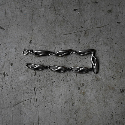 Vintage Twisted Link Silver Bracelet{R-00923}