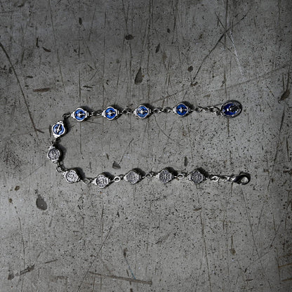 Vintage Blue Medallion Bracelet{R-00930}