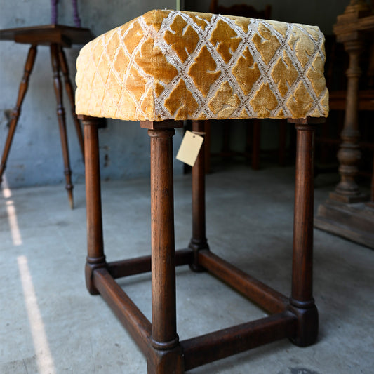 Velvet stool ottoman "mustard color "｛R-00214｝