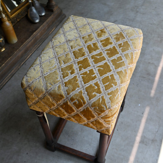 Velvet stool ottoman "mustard color "｛R-00214｝