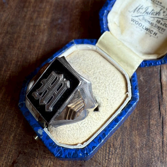 Vintage ring "onyx M "｛R-00912｝