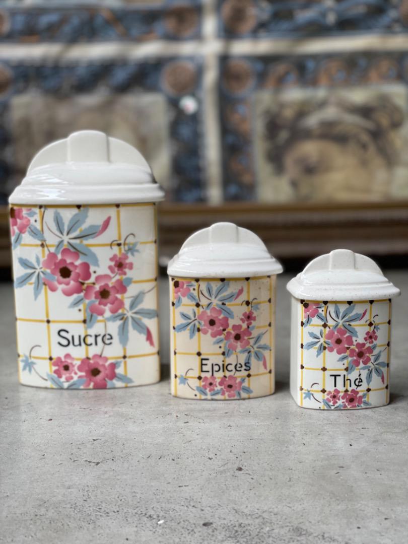 Antique Canister Set｛ F-00807}, ビンテージキャニスター,フランス